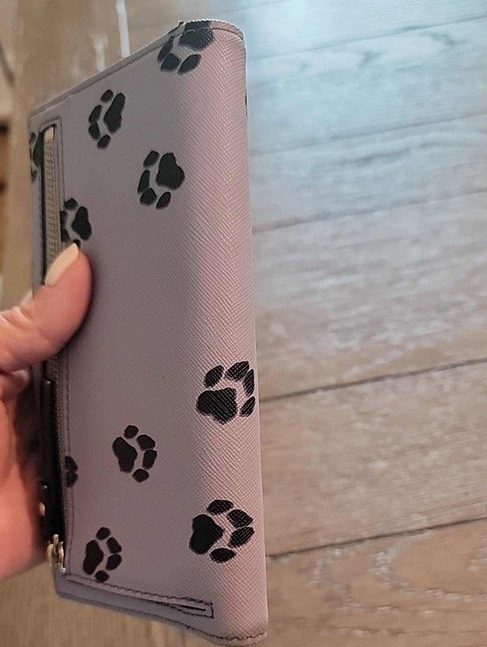 kate spade RARE Lilac Wallet with Black Paw Print and Gold Plaque - Picture 8 of 15